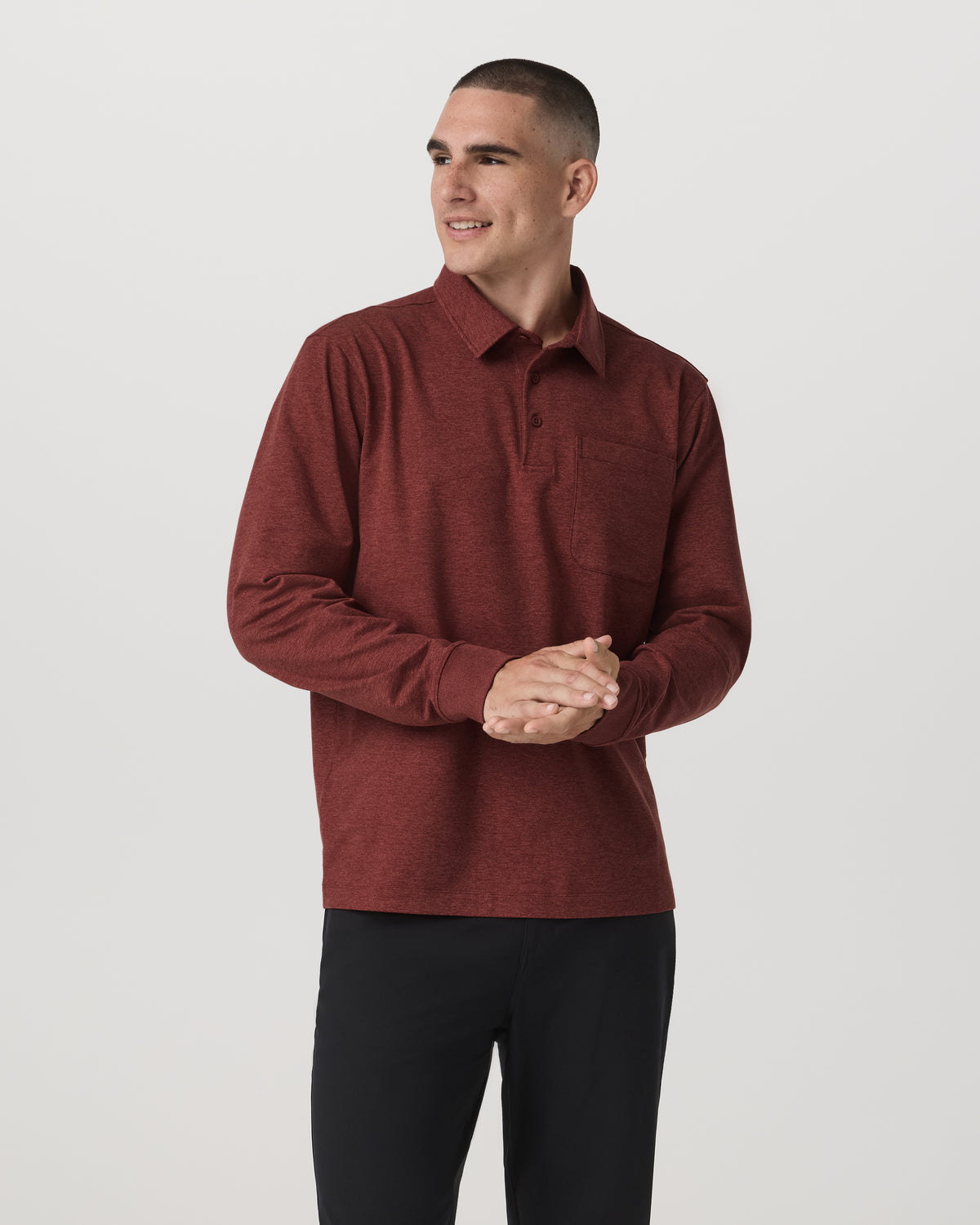 Men's Long Sleeve Coronado Rugby Spiced Apple Heather | Vuori outlet
