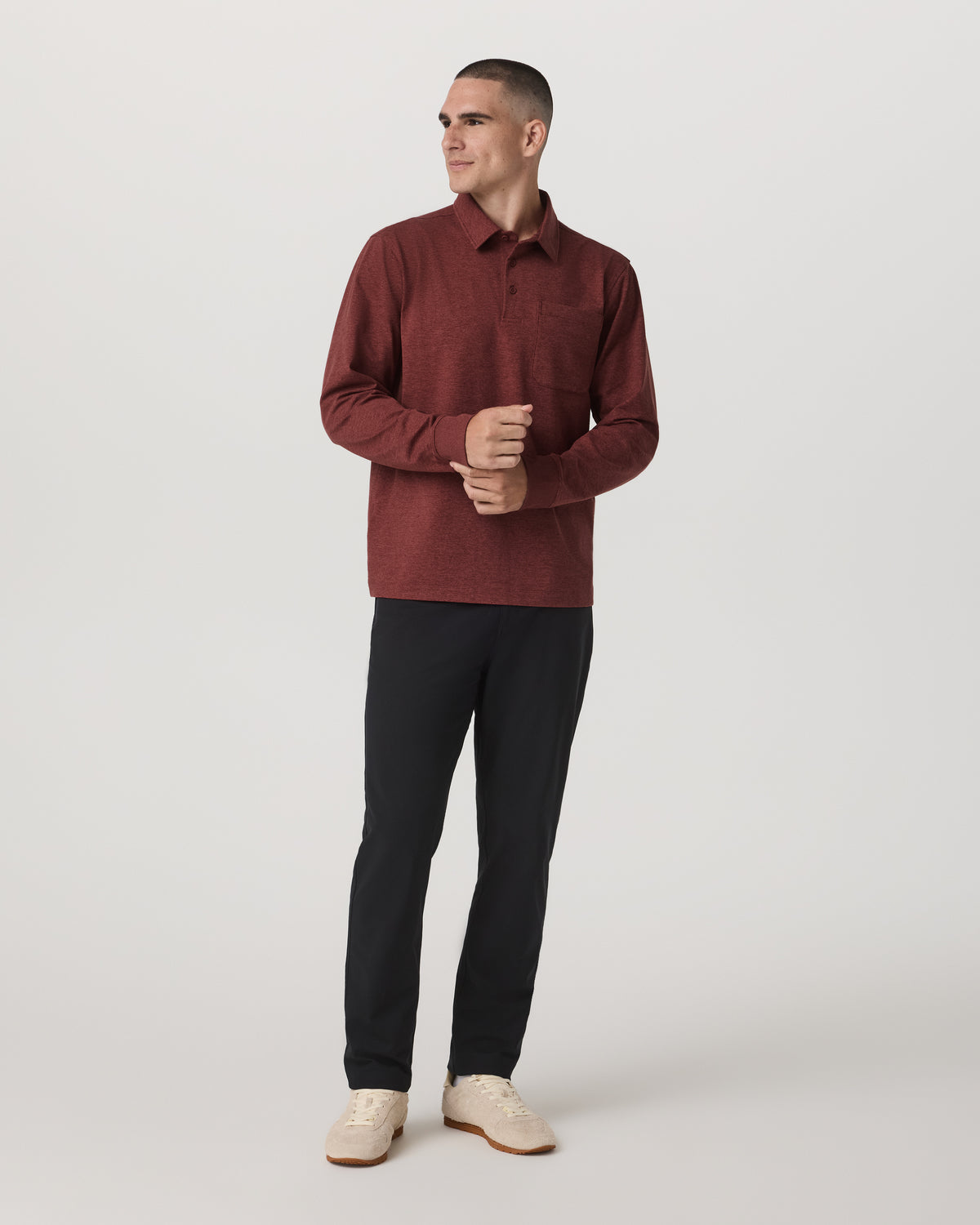 Men's Long Sleeve Coronado Rugby Spiced Apple Heather | Vuori outlet