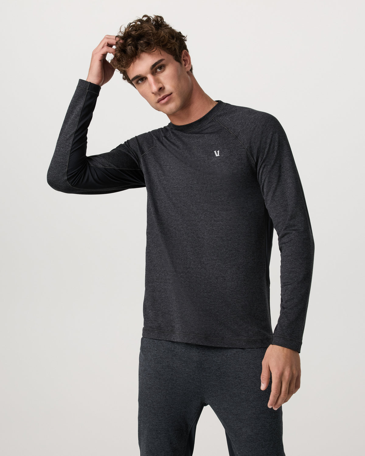 Long Sleeve Ponto Hybrid Baselayer Charcoal Heather | Vuori for sale