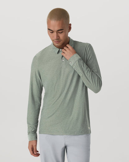 Long Sleeve Strato Tech Polo Men's Thyme Heather Shirt | Vuori online