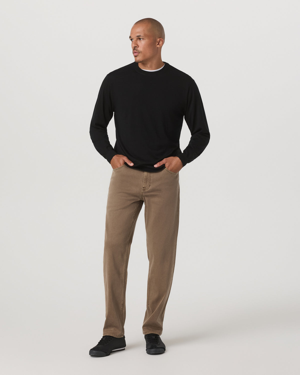 Merino Fine Gauge Wool Sweater Men's Black Sweater | Vuori for sale