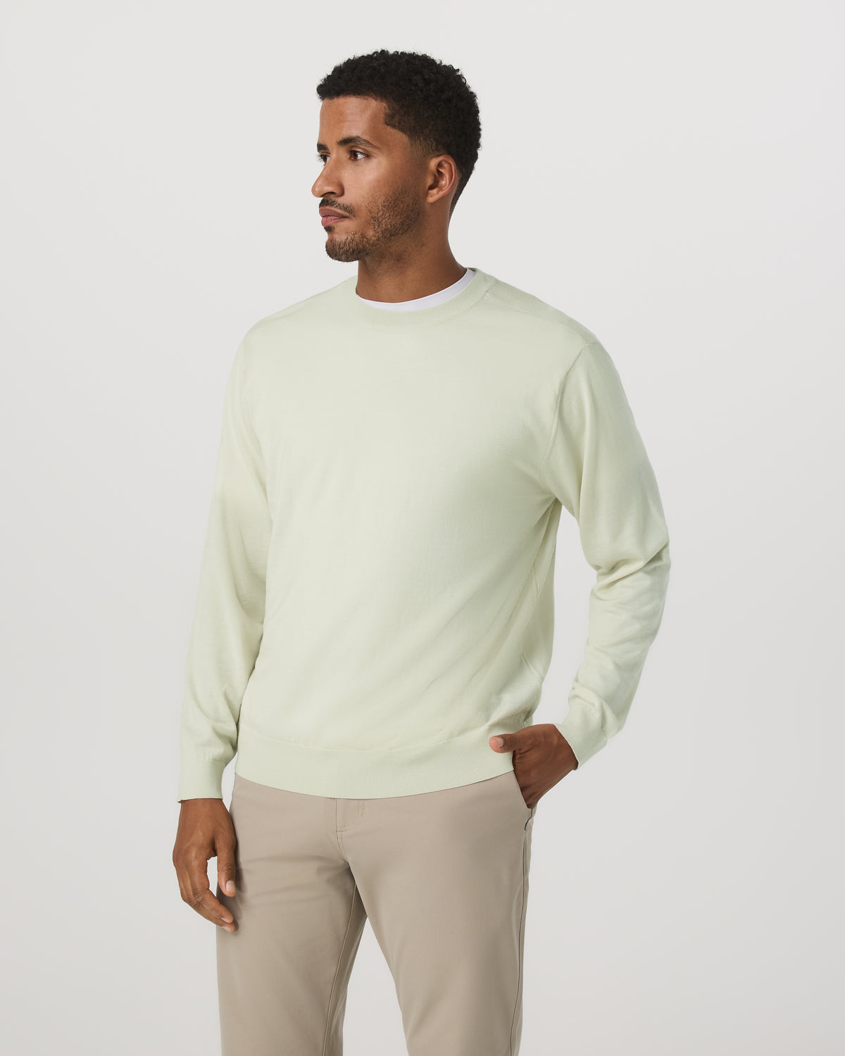 Men's Merino Fine Gauge Wool Sweater Sandalwood | Vuori online