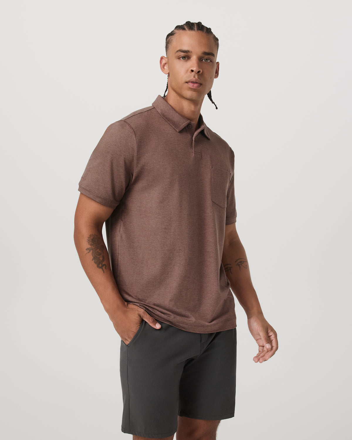 Short Sleeve Ponto Performance Polo Sable Heather | Vuori outlet