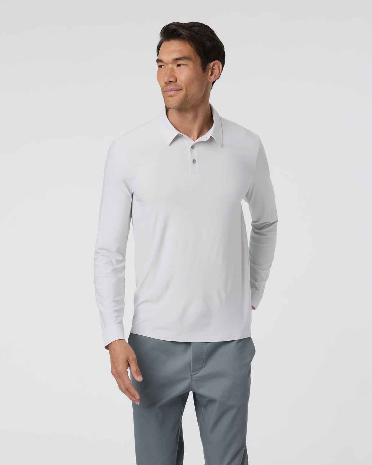 Long Sleeve Strato Tech Polo Frost Grey Heather | Vuori online