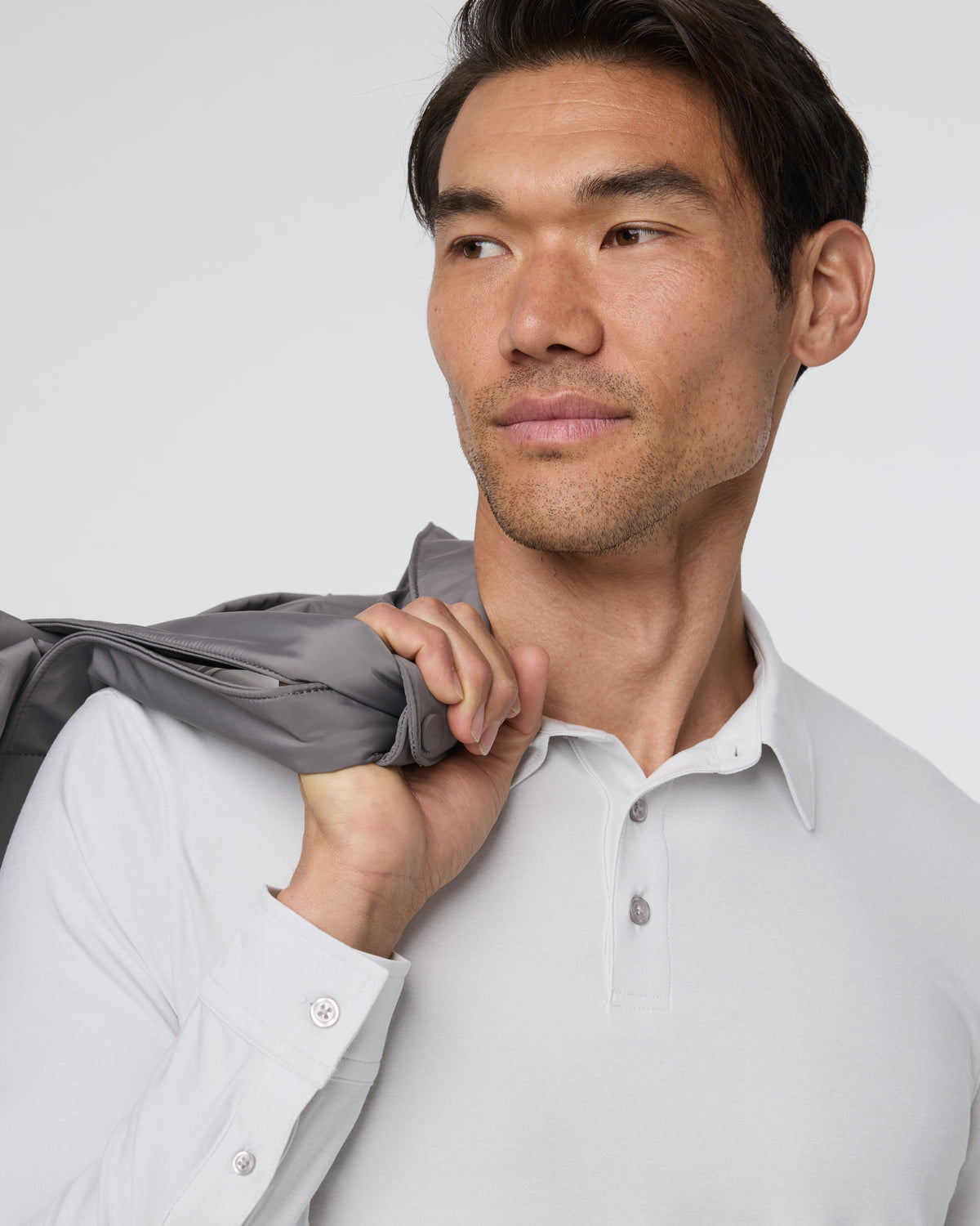 Long Sleeve Strato Tech Polo Frost Grey Heather | Vuori online