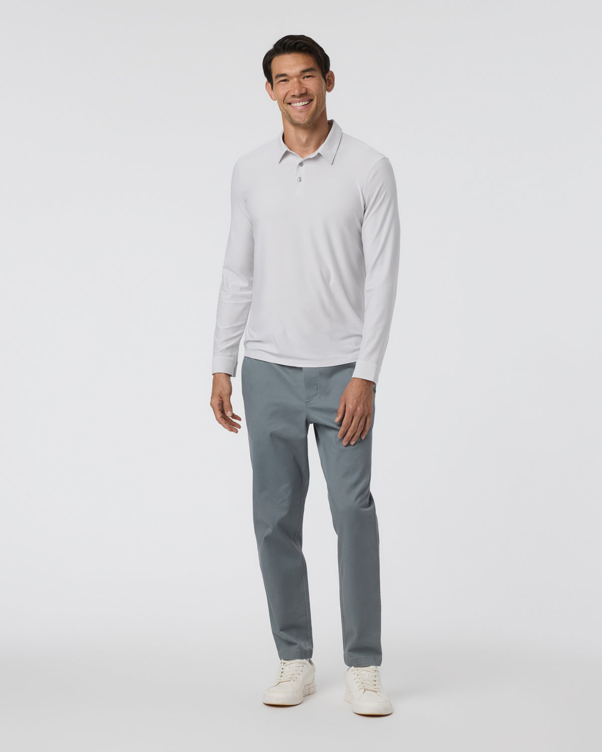 Long Sleeve Strato Tech Polo Frost Grey Heather | Vuori online
