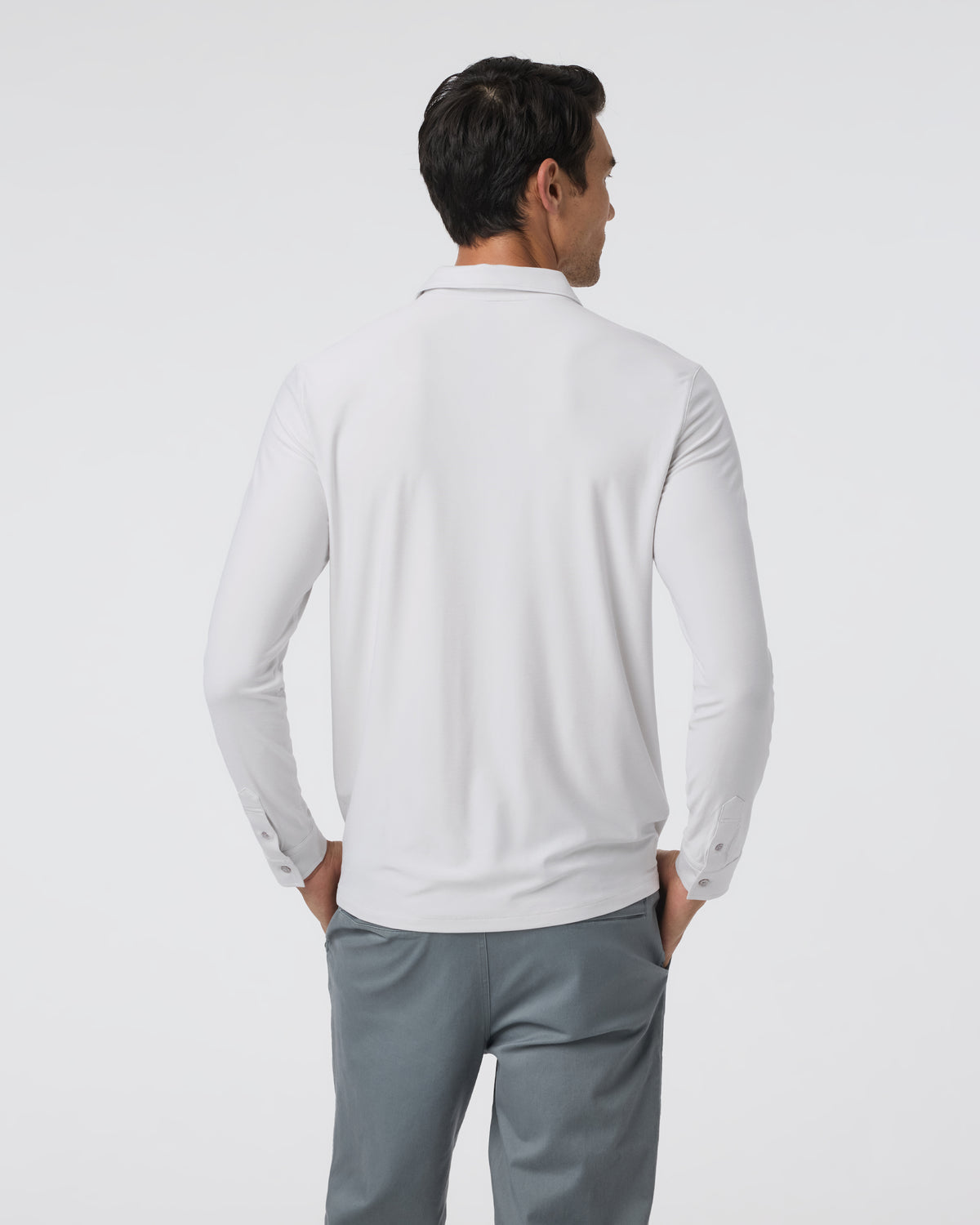 Long Sleeve Strato Tech Polo Frost Grey Heather | Vuori online