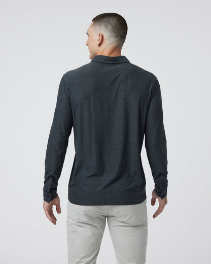 Long Sleeve Strato Tech Polo Charcoal Heather | Vuori for sale