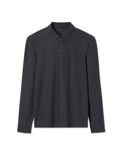 Long Sleeve Strato Tech Polo Charcoal Heather | Vuori for sale