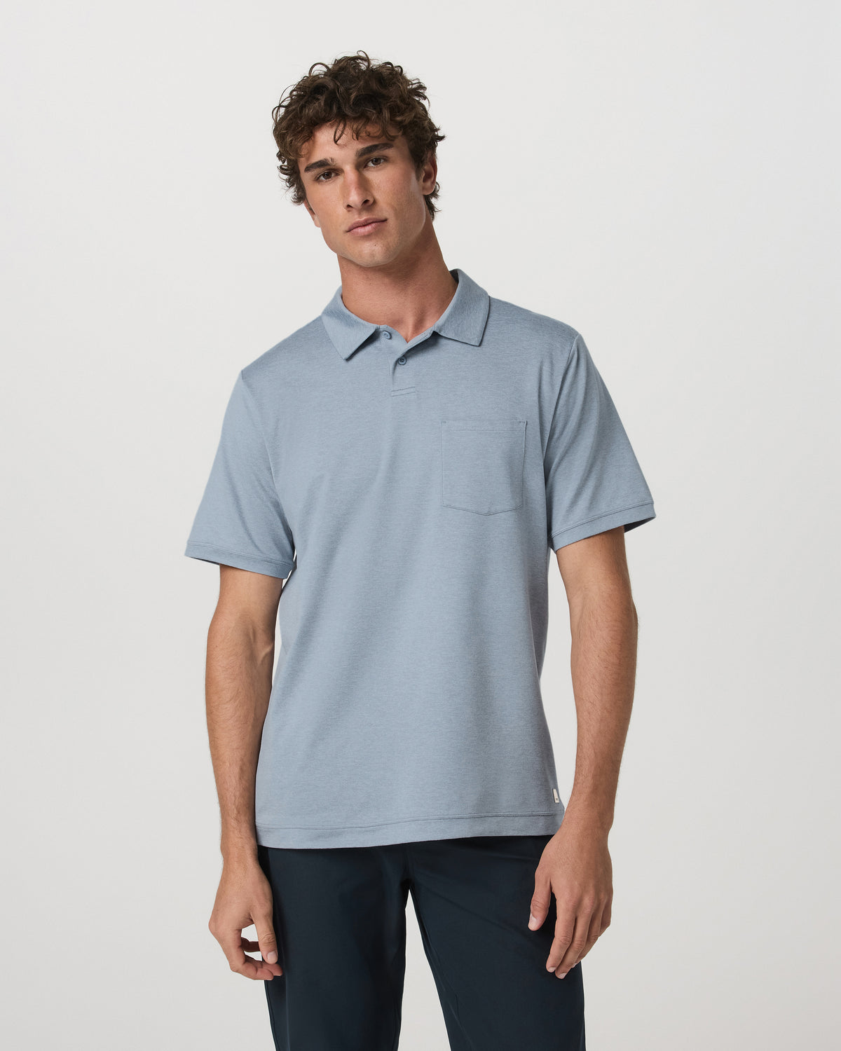 Short Sleeve Ponto Performance Polo Blue Dusk Heather | Vuori shop