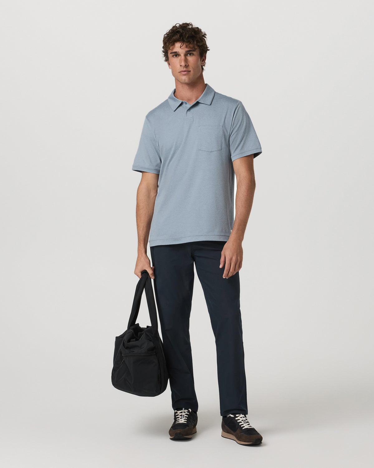 Short Sleeve Ponto Performance Polo Blue Dusk Heather | Vuori shop