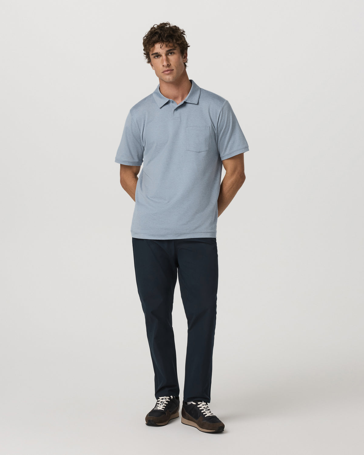 Short Sleeve Ponto Performance Polo Blue Dusk Heather | Vuori shop