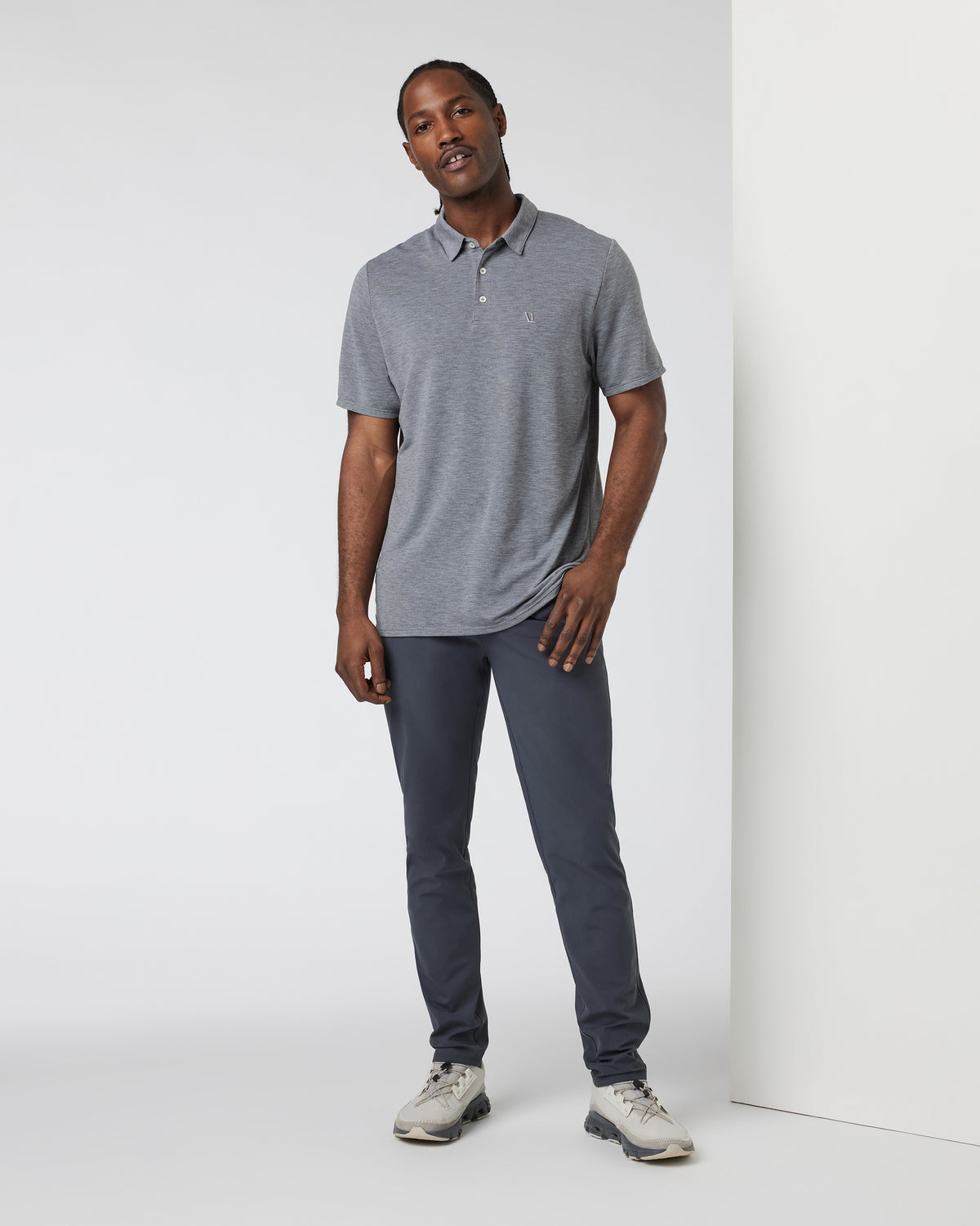 Knit Twill Polo Men's Heather Grey Golf Polo | Vuori outlet