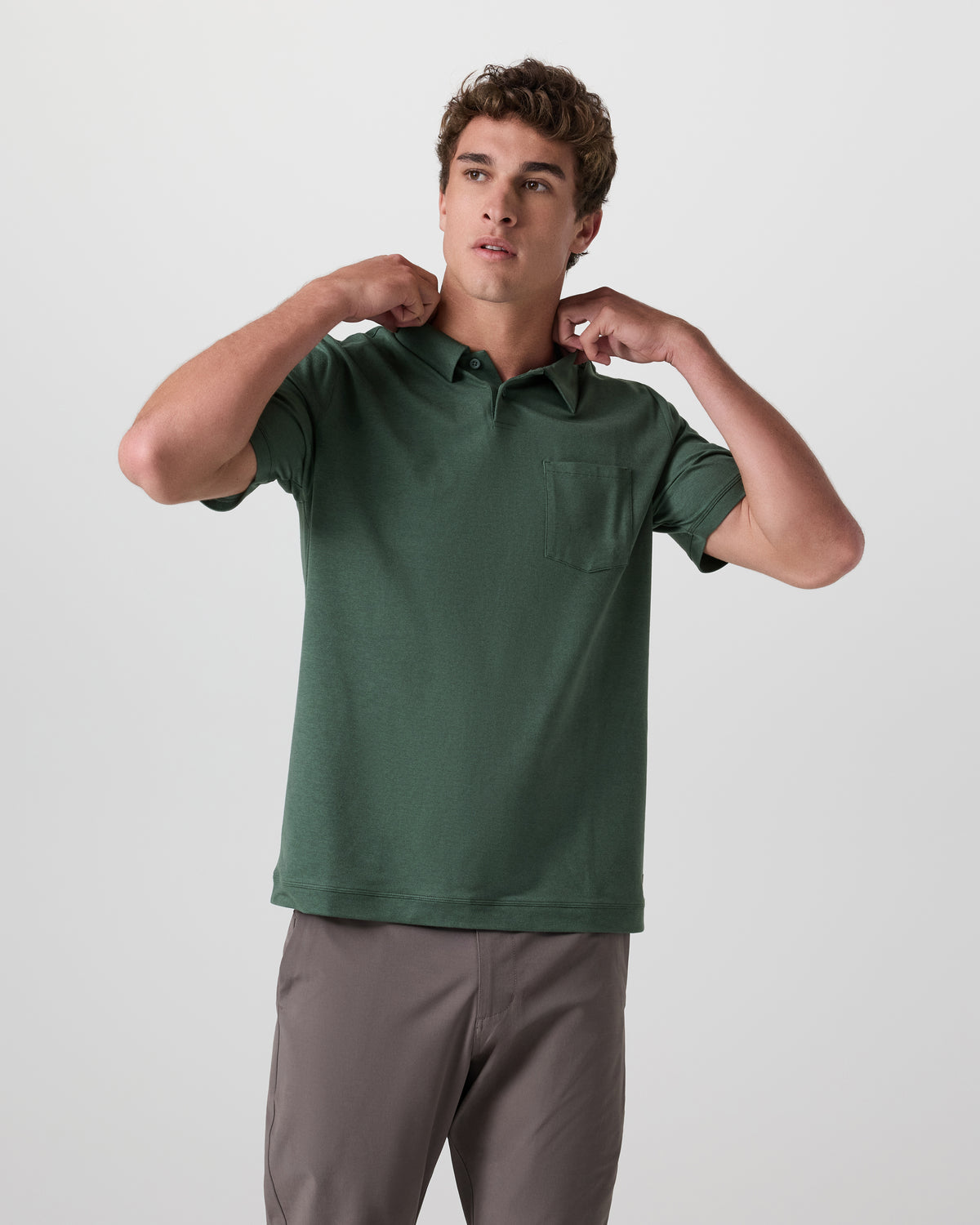 Short Sleeve Ponto Performance Polo Marsh Heather | Vuori for sale