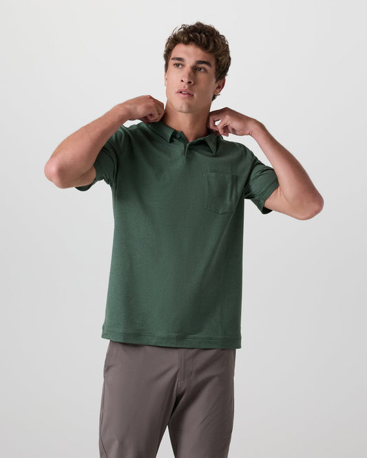 Short Sleeve Ponto Performance Polo Marsh Heather | Vuori for sale