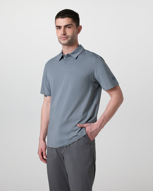 Short Sleeve Feather Polo Dusty Blue | Vuori outlet