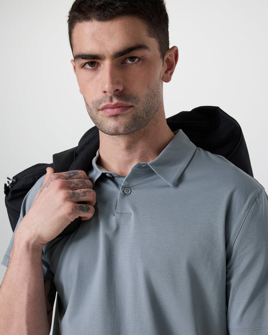 Short Sleeve Feather Polo Dusty Blue | Vuori outlet