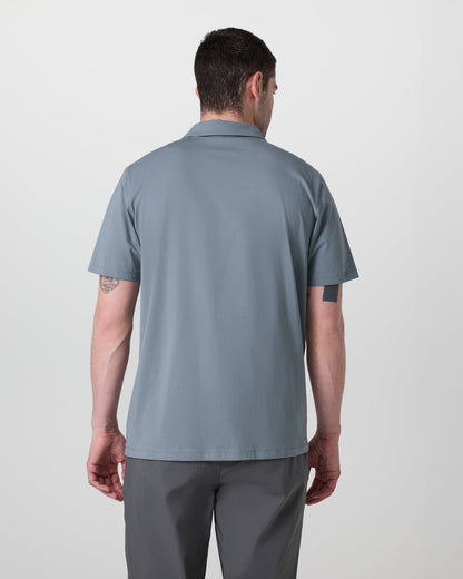 Short Sleeve Feather Polo Dusty Blue | Vuori outlet