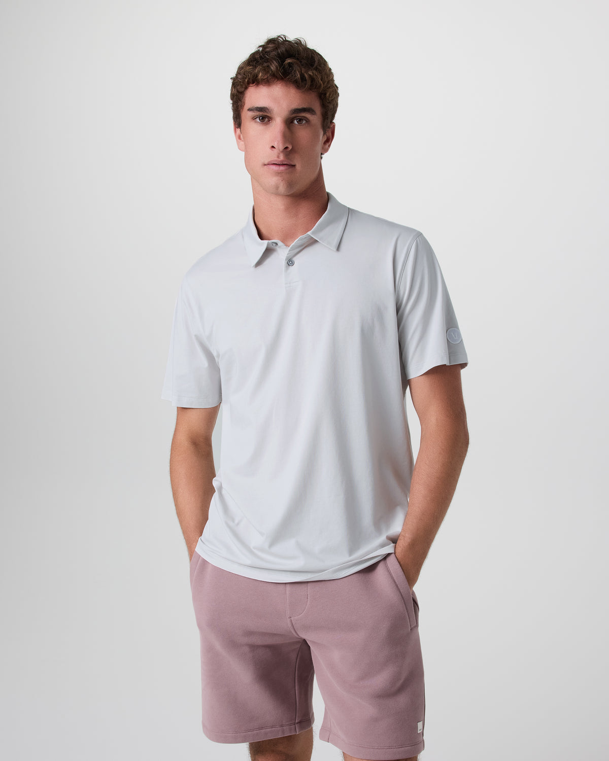 Short Sleeve Feather Polo Frost Grey | Vuori shop