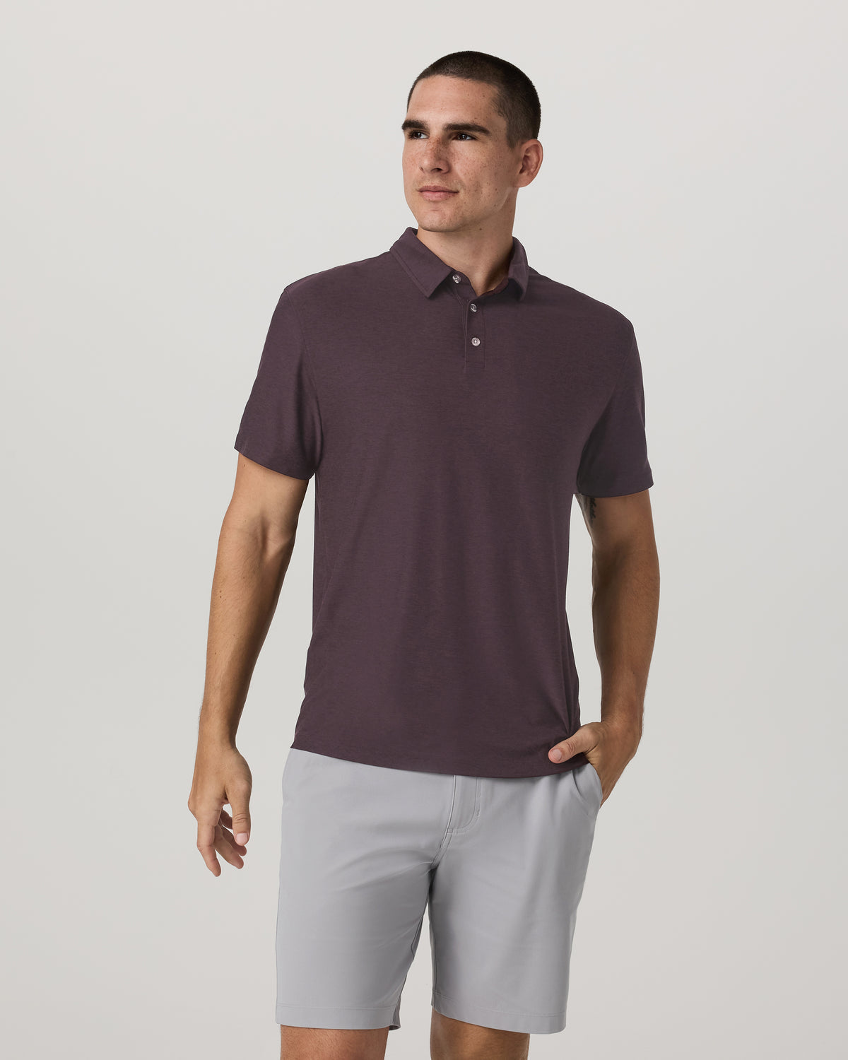 Strato Tech Polo Men's Raisin Heather Performance Shirt | Vuori sale