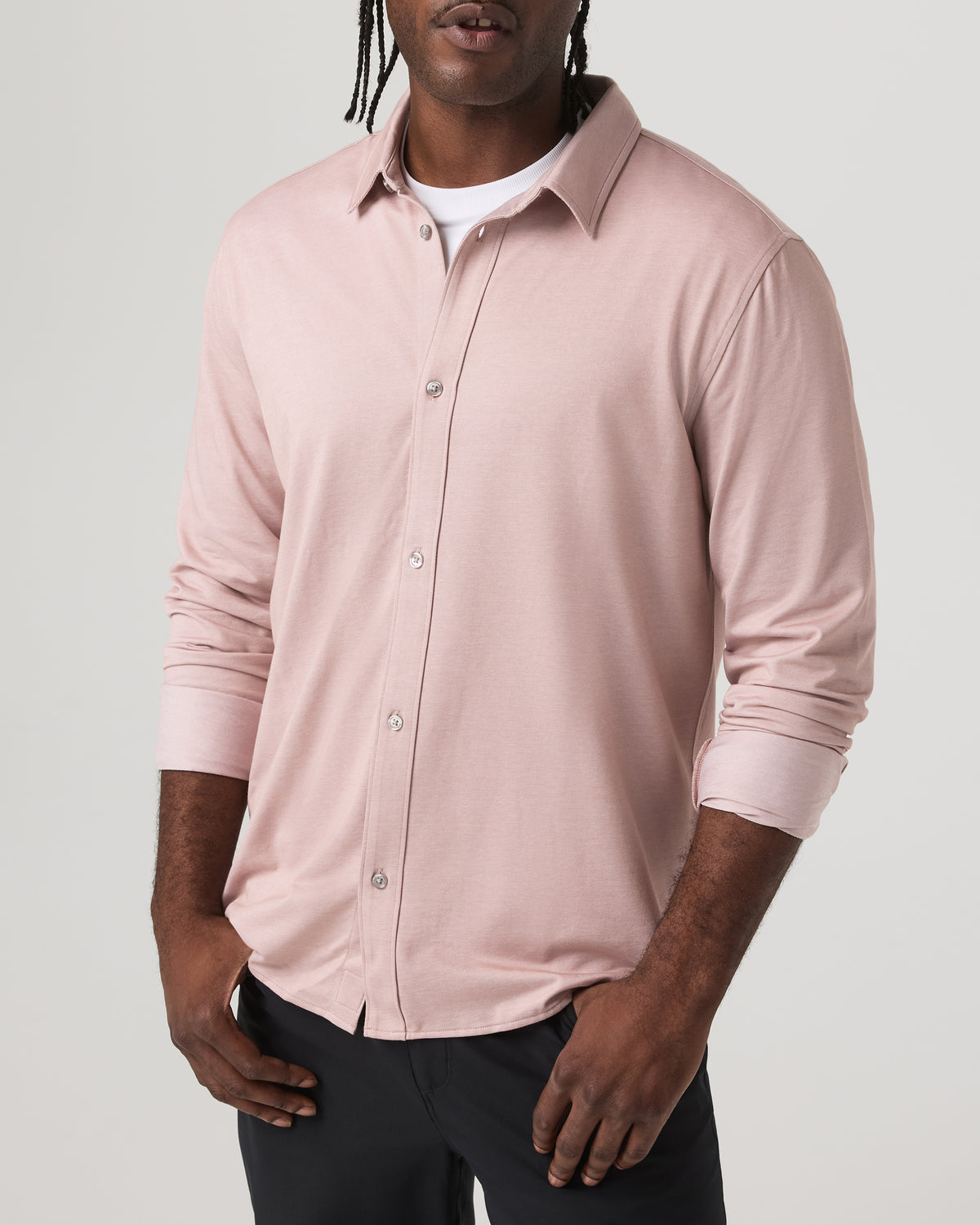 Long Sleeve Knit Oxford Button Down - Classic Fit Mauve | Vuori for sale