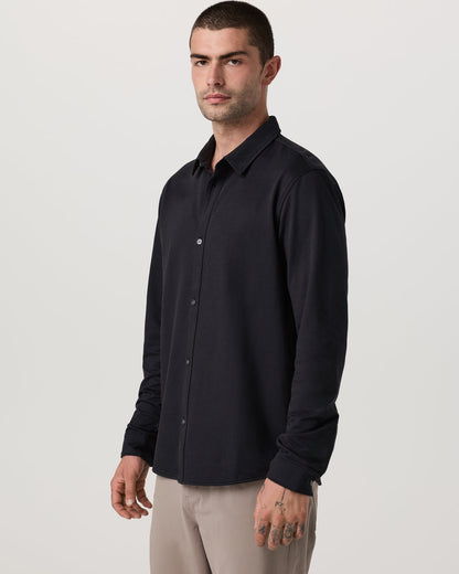 Long Sleeve Knit Oxford Button Down Men's Black Shirt | Vuori outlet