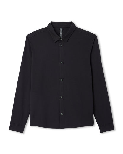 Long Sleeve Knit Oxford Button Down Men's Black Shirt | Vuori outlet