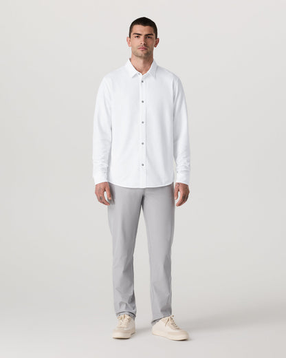 Long Sleeve Knit Oxford Button Down Men's White Shirt | Vuori shop