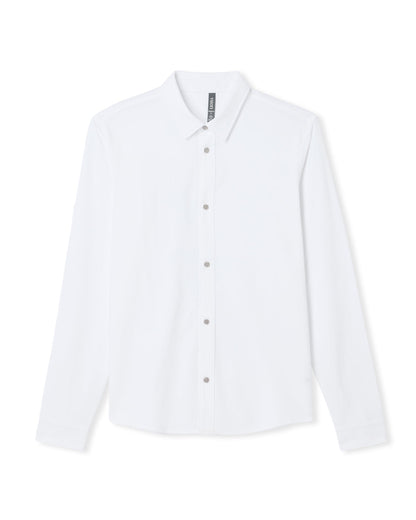 Long Sleeve Knit Oxford Button Down Men's White Shirt | Vuori shop