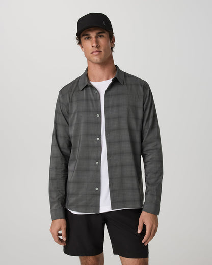 Men's Long Sleeve Plaid Button Down Shirt Dark Pewter | Vuori outlet