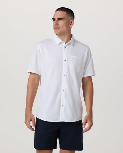 Short Sleeve Knit Oxford Button Down - Classic Fit White | Vuori sale