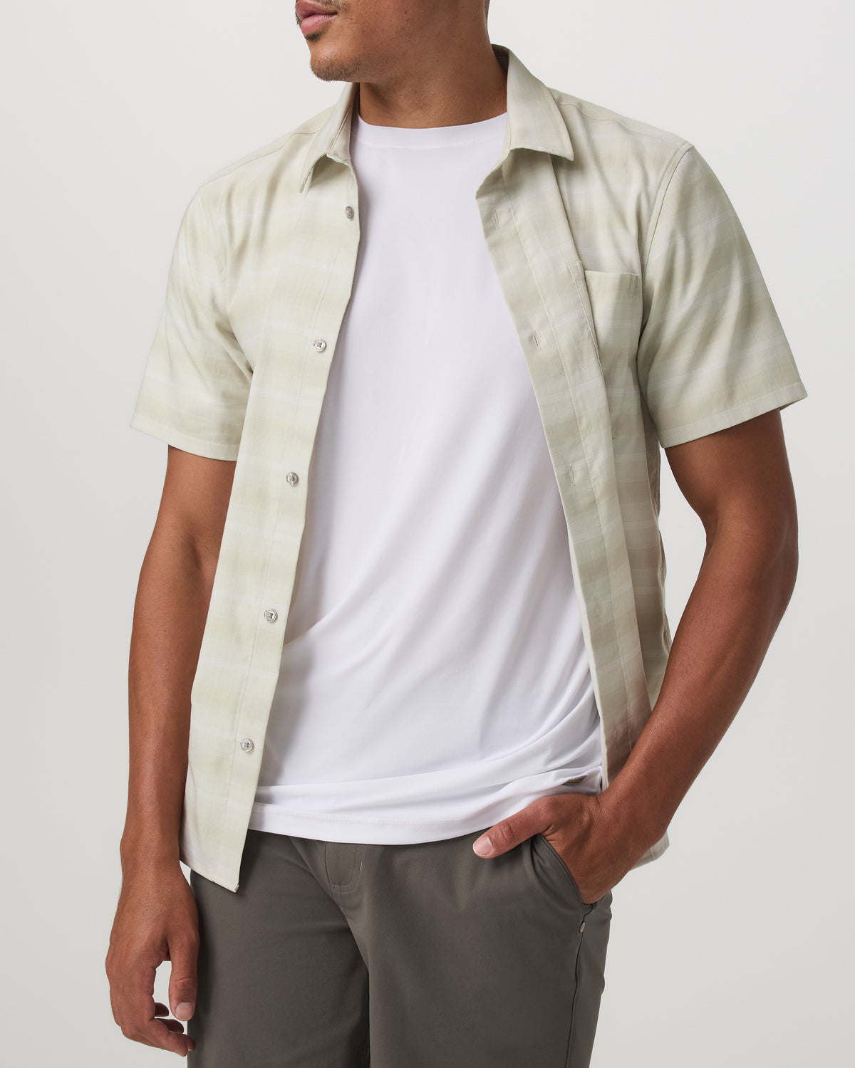 Men's Short Sleeve Plaid Button Down Shirt Sandalwood | Vuori onsale