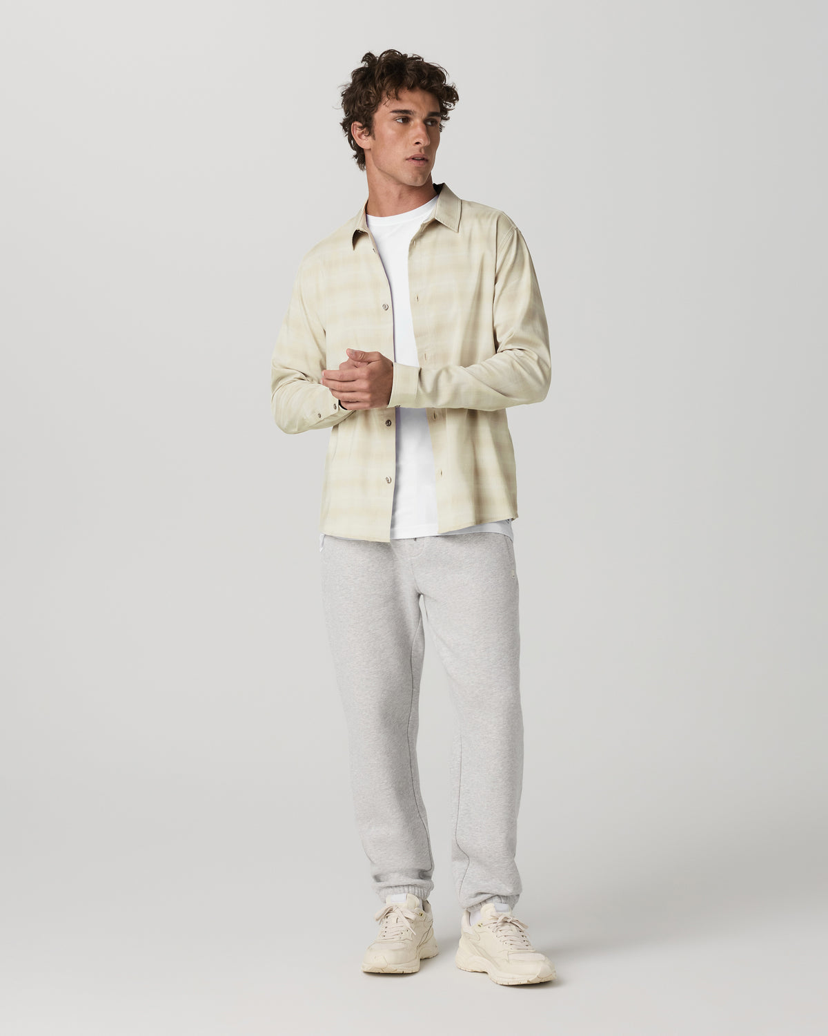Men's Long Sleeve Plaid Button Down Shirt Sandalwood | Vuori outlet