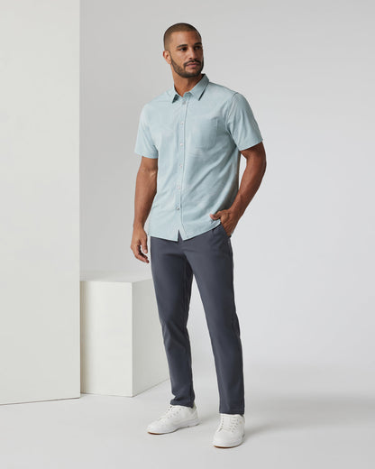 Short-Sleeve Bridge Button Down Chalk Blue Falling Fronds | Vuori online