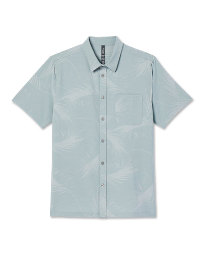 Short-Sleeve Bridge Button Down Chalk Blue Falling Fronds | Vuori online