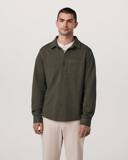 Jeffreys Overshirt Men's Olive Heather Button-Up Shirt | Vuori discount