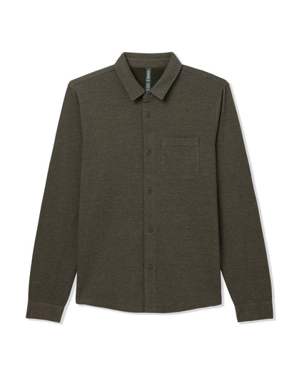 Jeffreys Overshirt Men's Olive Heather Button-Up Shirt | Vuori discount