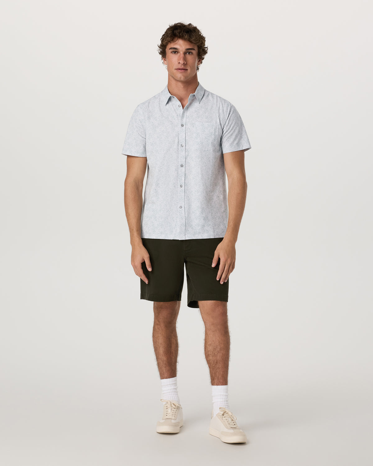 Short Sleeve Bridge Button Down Men's Frost Grey Shirt | Vuori sale