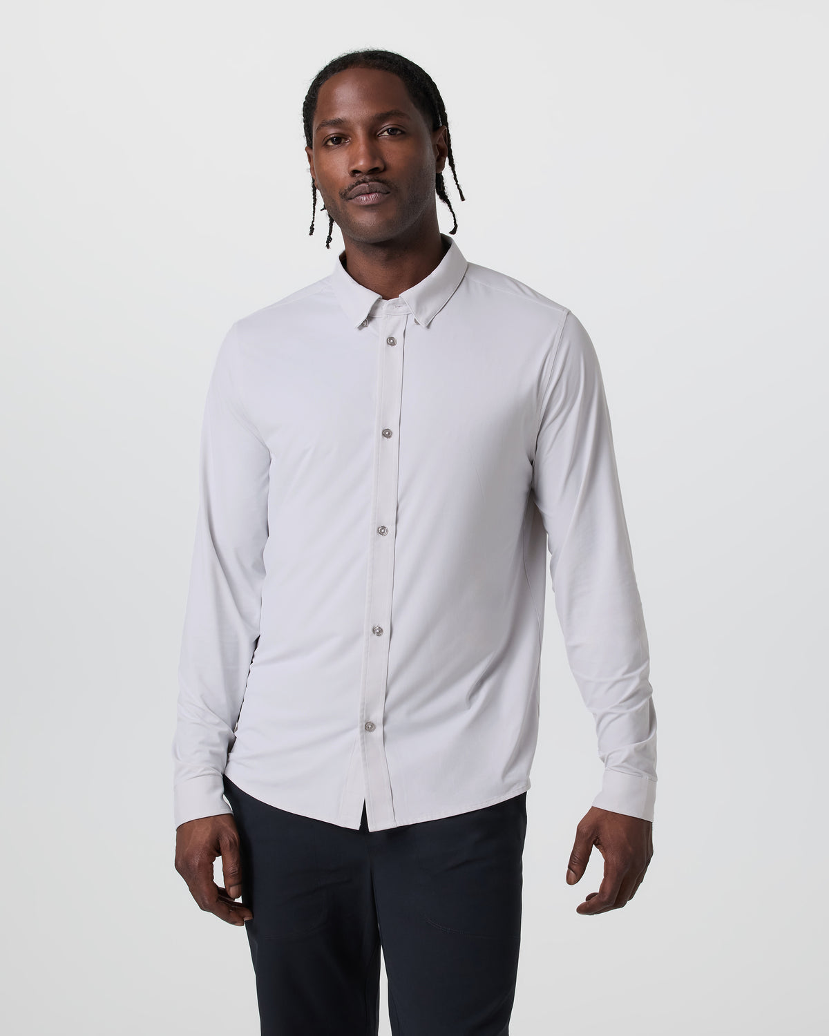 Long Sleeve TravelLite Button Down Frost Grey | Vuori shop