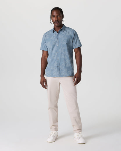 Short Sleeve Bridge Button Down Dusty Blue Plumeria | Vuori for sale