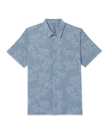 Short Sleeve Bridge Button Down Dusty Blue Plumeria | Vuori for sale