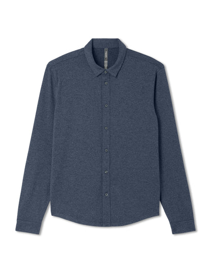 Men's Long Sleeve Ponto Button Down Azure Heather | Vuori discount