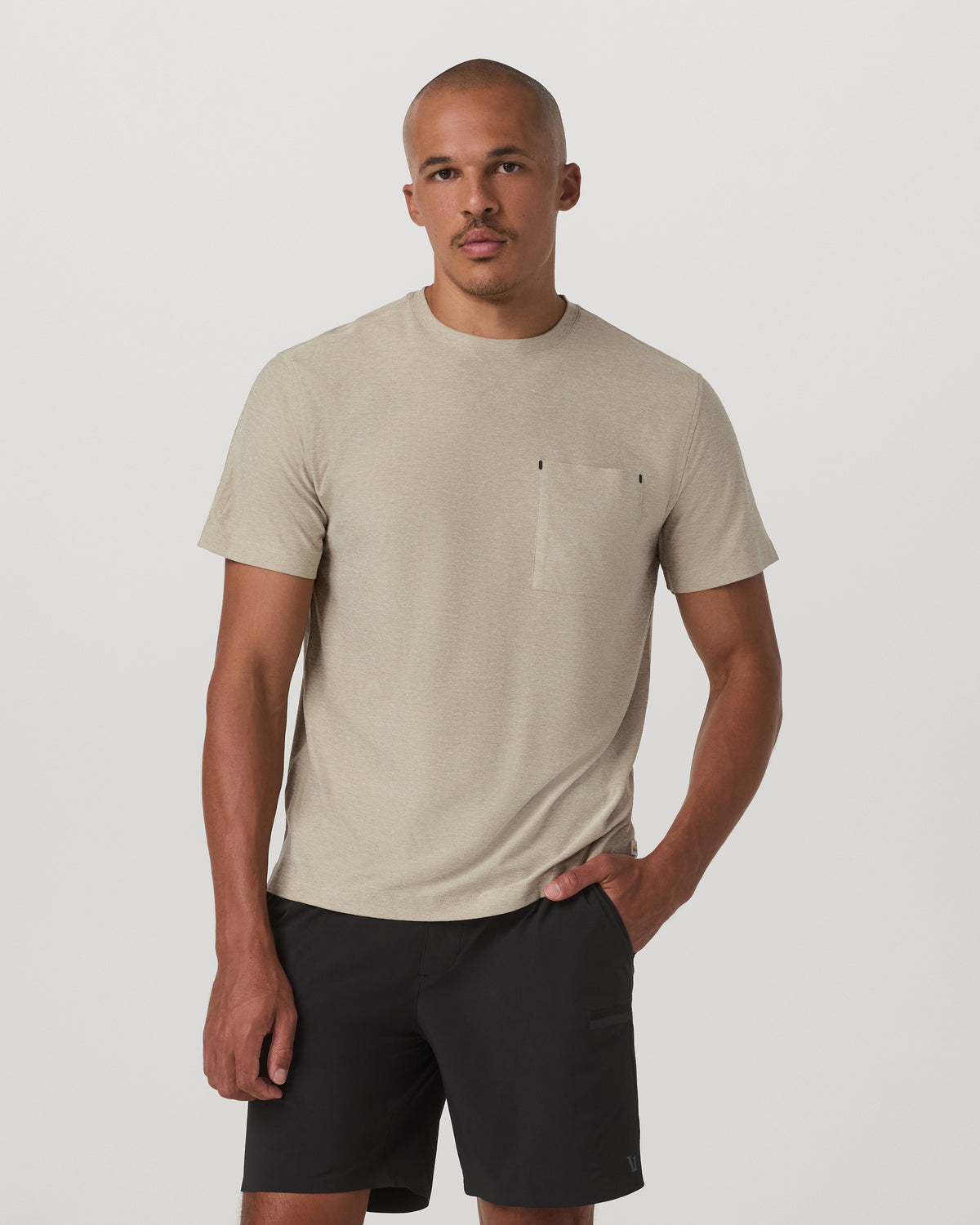 Short Sleeve Strato Pocket Tee-Relaxed Fit Truffle Heather | Vuori for sale