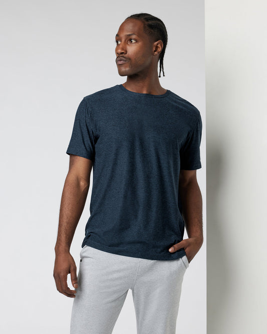 Strato Tech Tee Men's Navy Heather Blue Tee | Vuori onsale