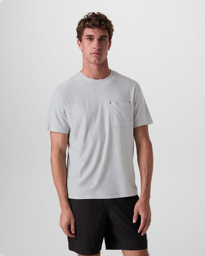 Short Sleeve Strato Pocket Tee - Relaxed Fit Platinum Heather | Vuori for sale