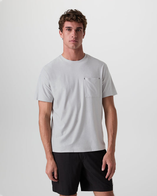 Short Sleeve Strato Pocket Tee - Relaxed Fit Platinum Heather | Vuori for sale