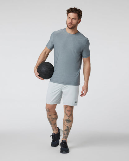 Strato Tech Tee Dusty Blue Heather Workout Shirt | Vuori for sale