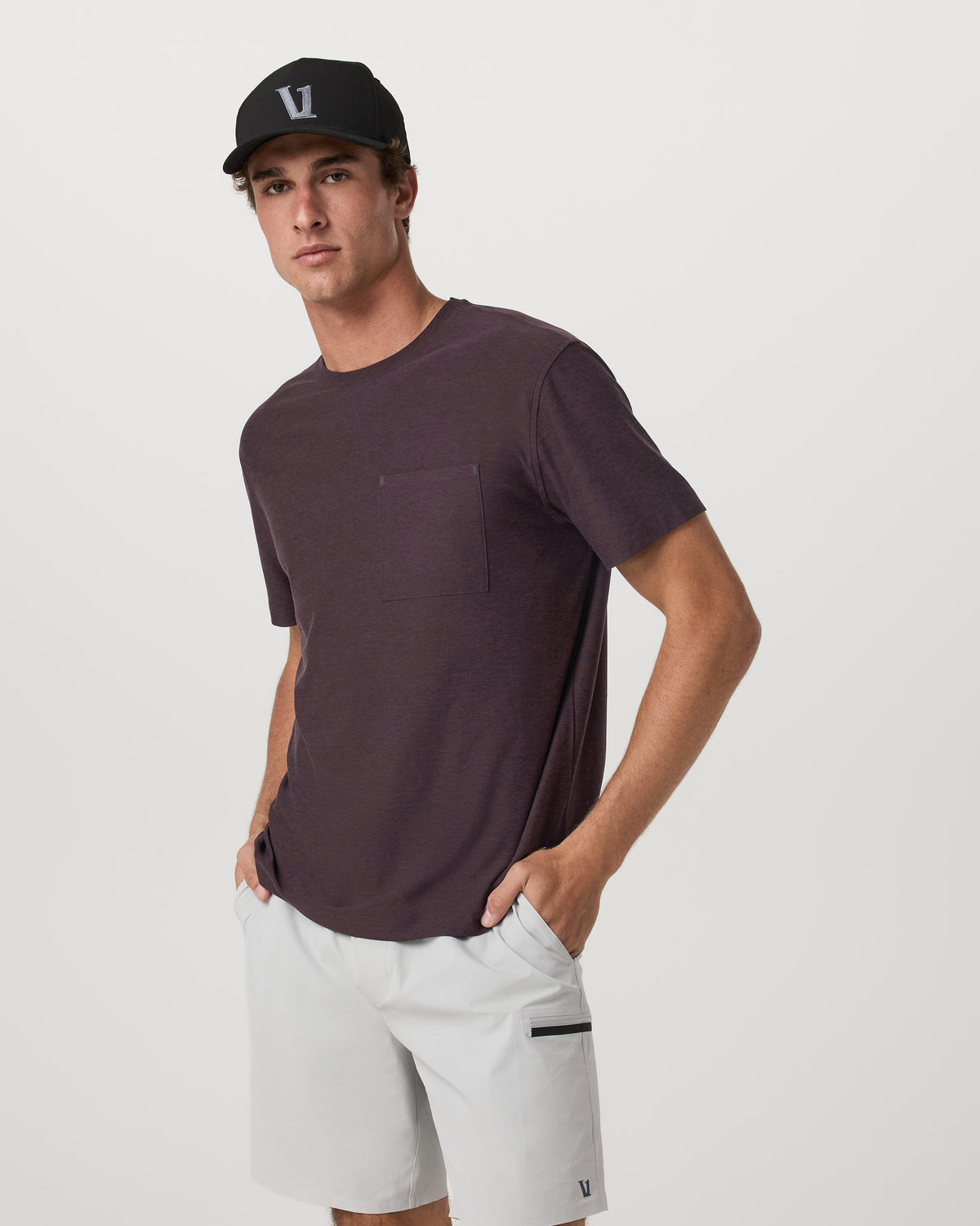 Short Sleeve Strato Pocket Tee - Relaxed Fit Raisin Heather | Vuori discount