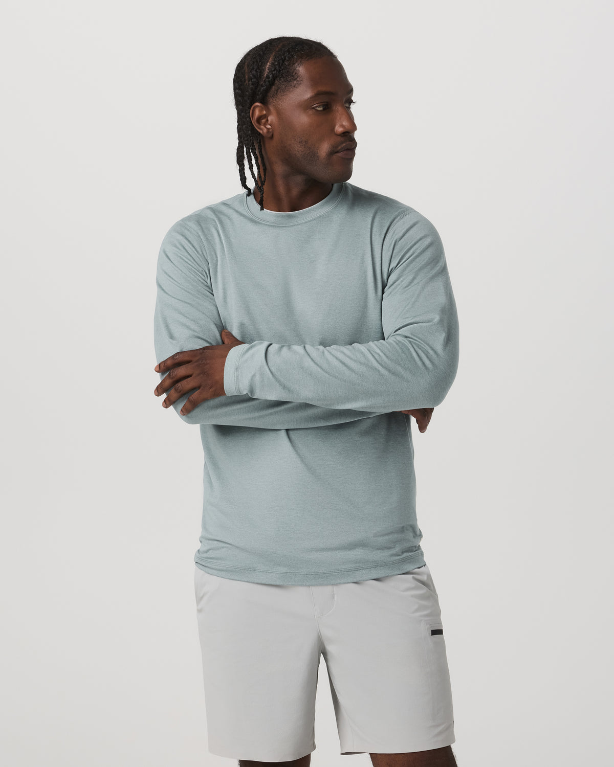 Long Sleeve Ponto Performance Tee Misty Blue Heather | Vuori sale