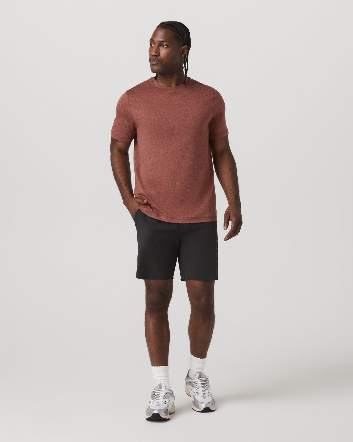 Short Sleeve Ponto Performance Tee Firebrick Heather | Vuori shop